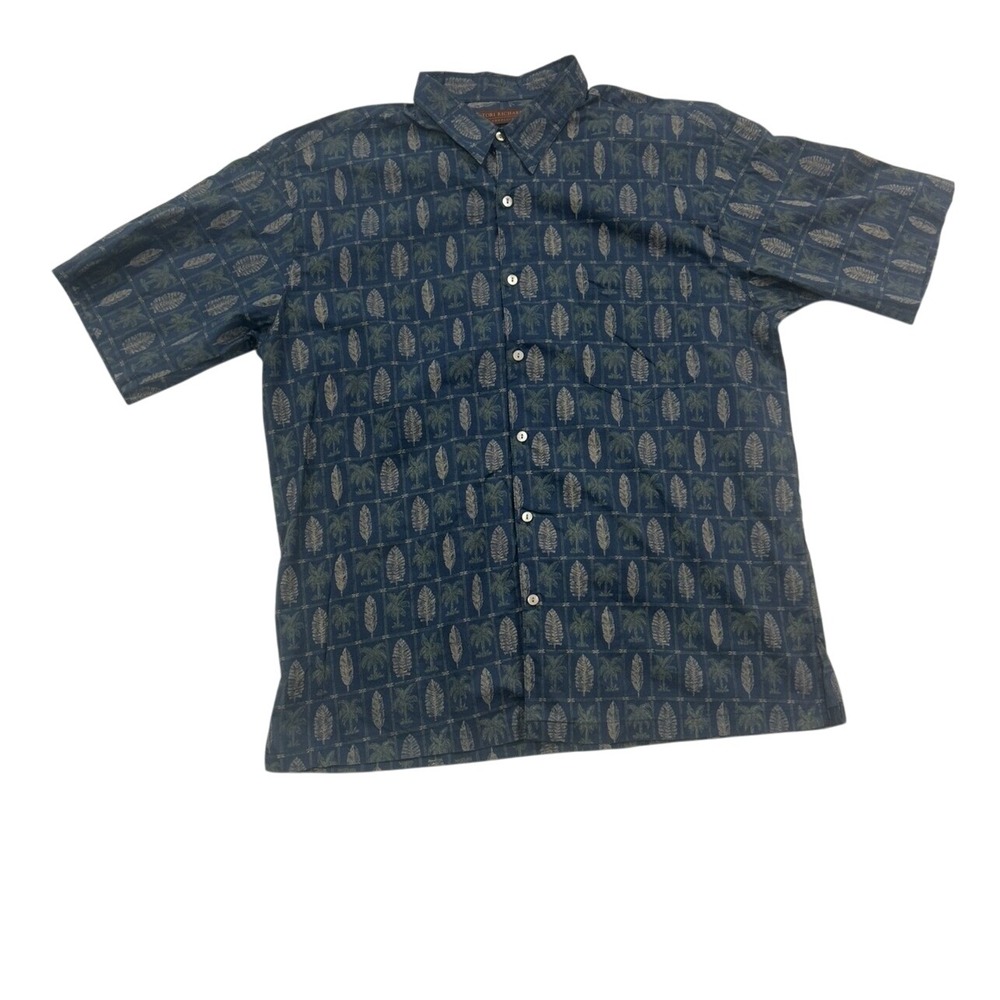 Tori Richard Hawaiian Shirt Palm Leaf Print Button‎ Up Short Sleeve XL (526)
